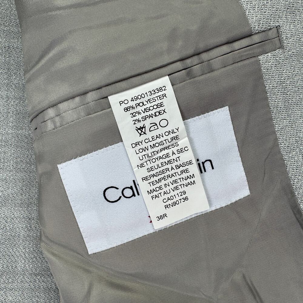 Calvin Klein Mens X Slim Fit Soft Solid Sport Coat Heather Gray 38R - Picture 5 of 5